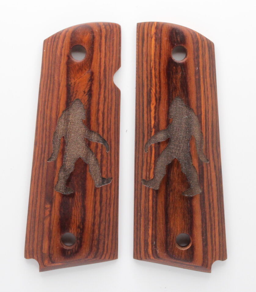 1911 Full Size Grips - Custom Engraved Smooth Rosewood, Sasquatch -